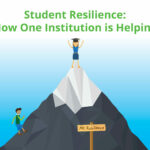 Student climbing a mountaintop to reach resilience