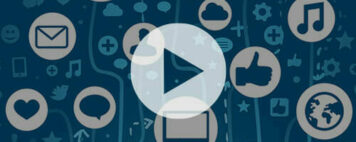 social icons and global connection illustration with a play button overlay
