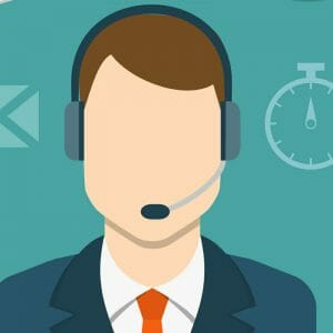 illustration of a man with a headset calling in for a webcast