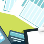 illustration of online learning with computers and printed documents