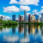 University in Austin, Texas, seen across the water