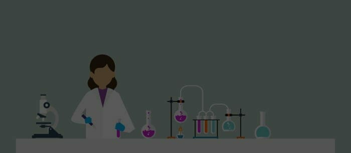 illustration of a student in a lab