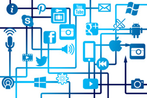 social icons and global connection illustration