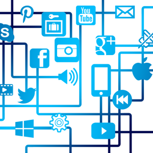 social icons and global connection illustration