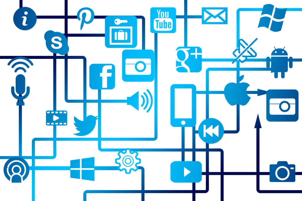 social icons and global connection illustration