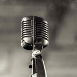 retro microphone in black and white