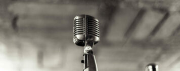 retro microphone in black and white