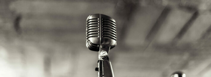 retro microphone in black and white