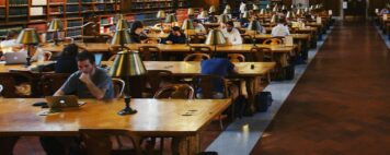 Students at an academic library