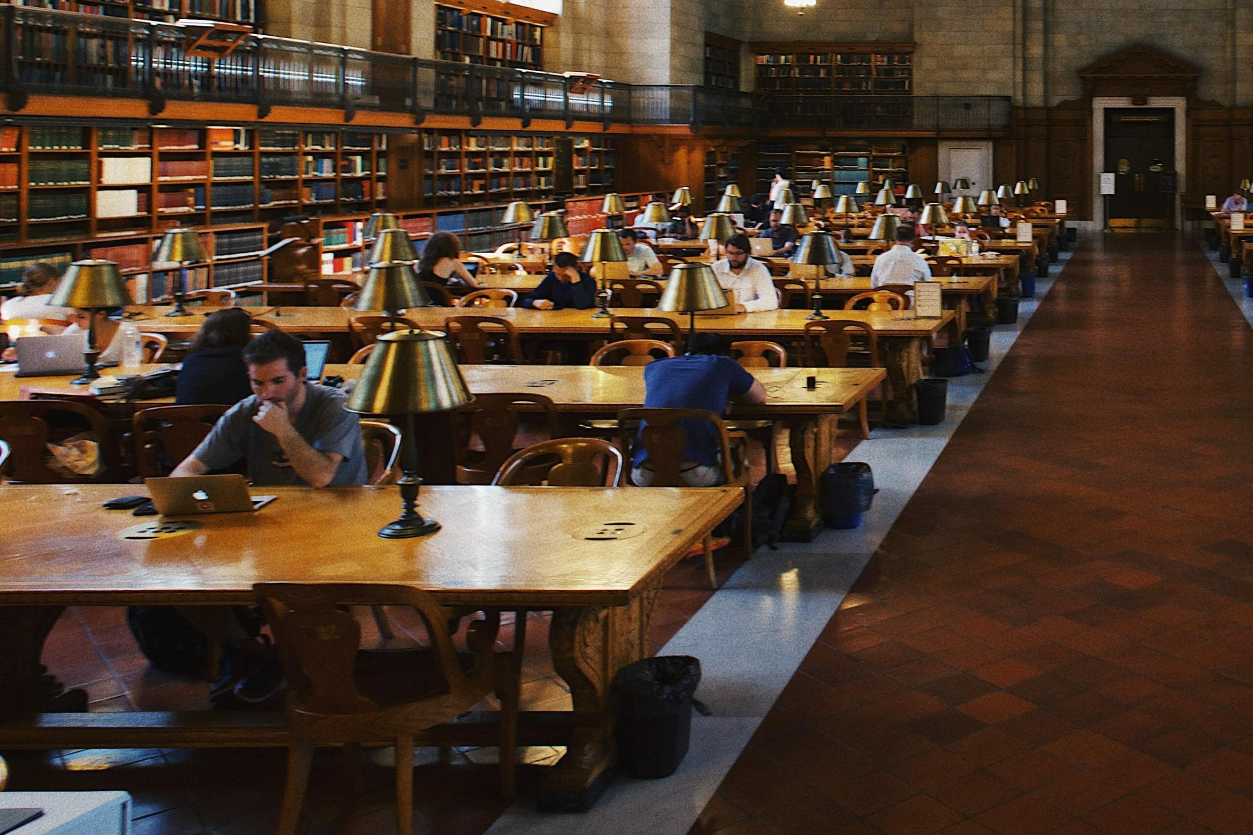 Students at an academic library