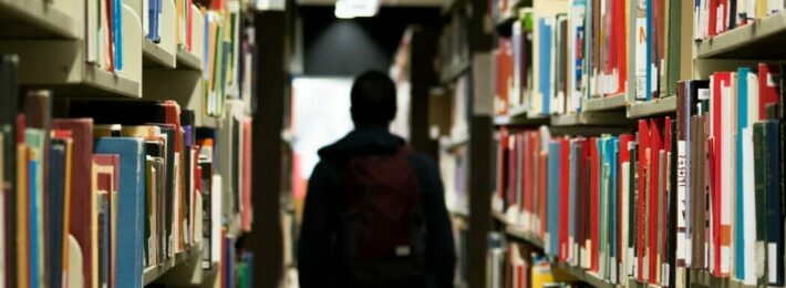 Student in library