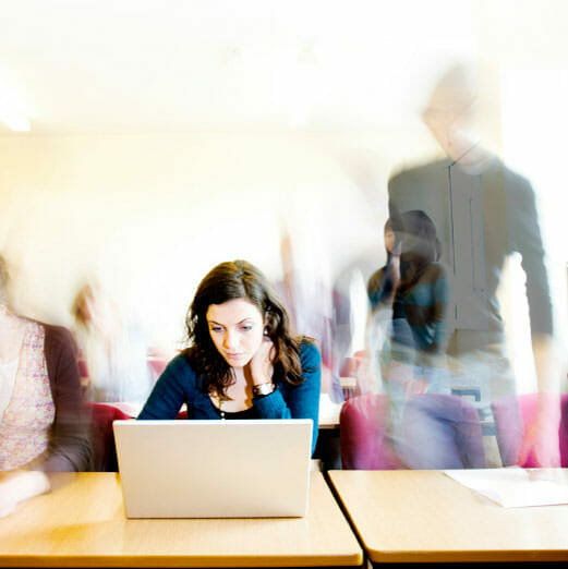 Student looking at computer