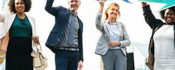 People holding up chat signs
