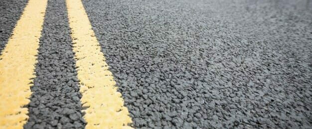 Yellow double lines in road