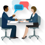 Vector image of two people talking