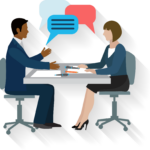 Vector image of two people talking