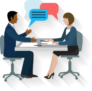 Vector image of two people talking