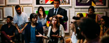 Students talking during a meeting