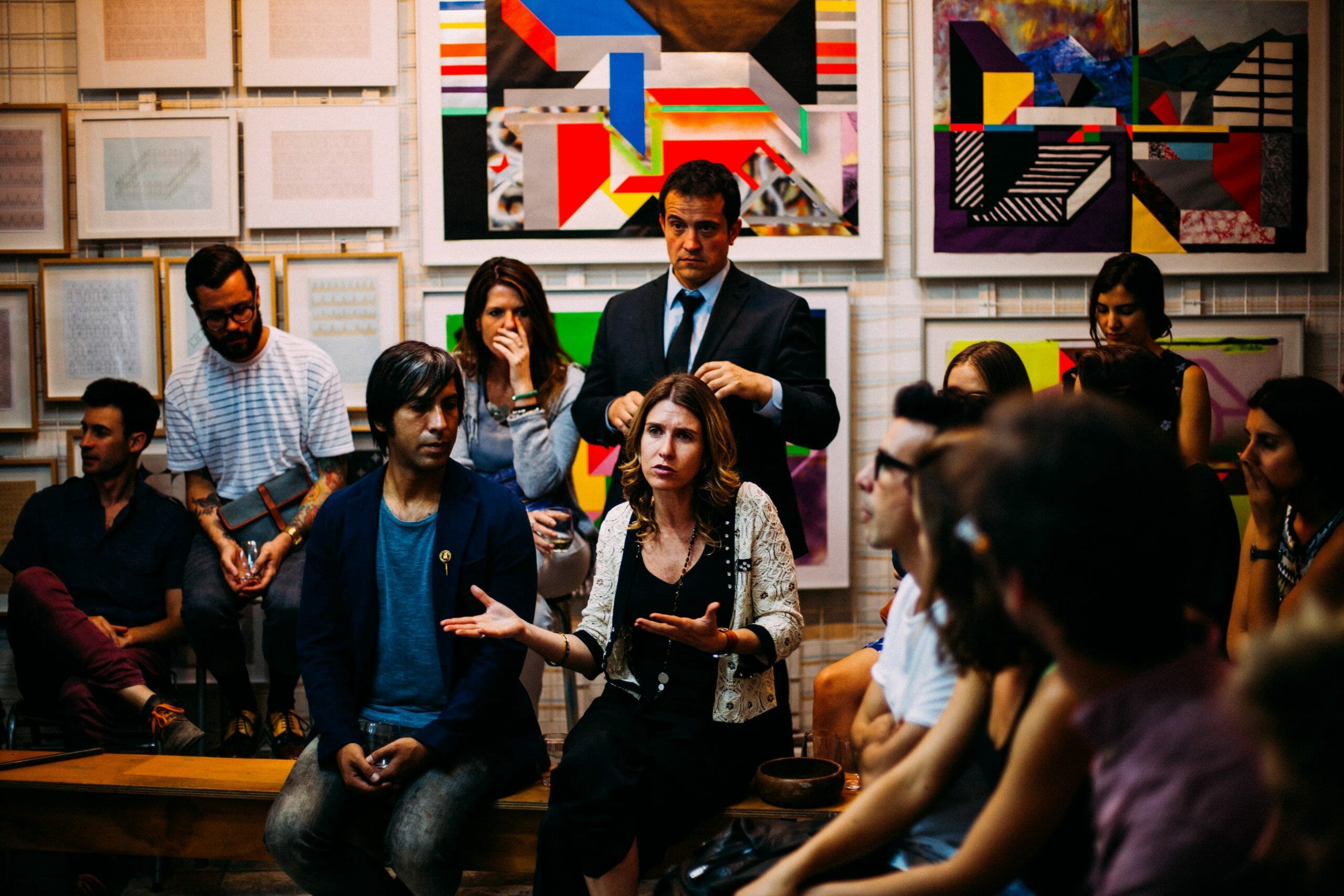 Students talking during a meeting