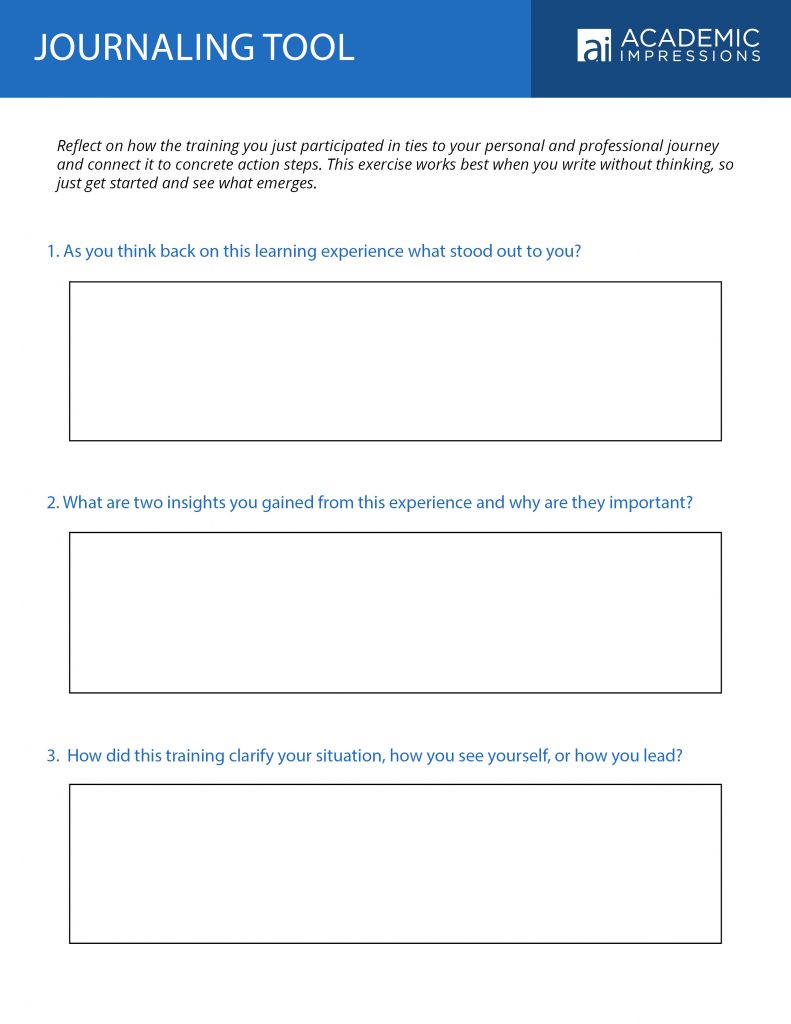 Professional Development in Higher Education: "Journaling Tool" Worksheet