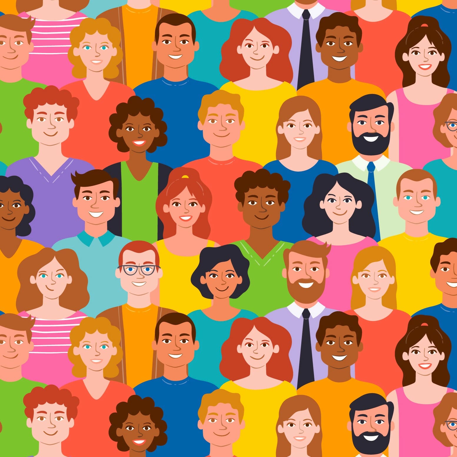 Vector image of diverse people