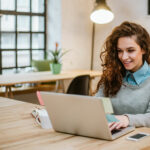 Woman using a laptop