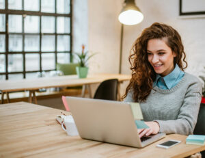 Woman using a laptop