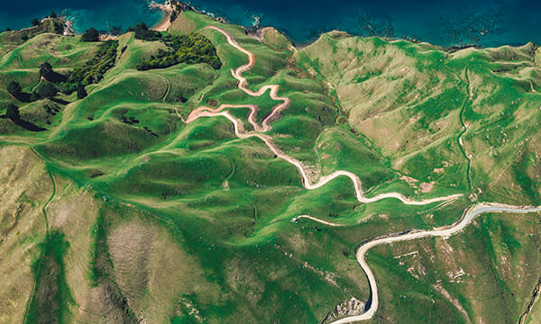 navigating on a windy mountain path