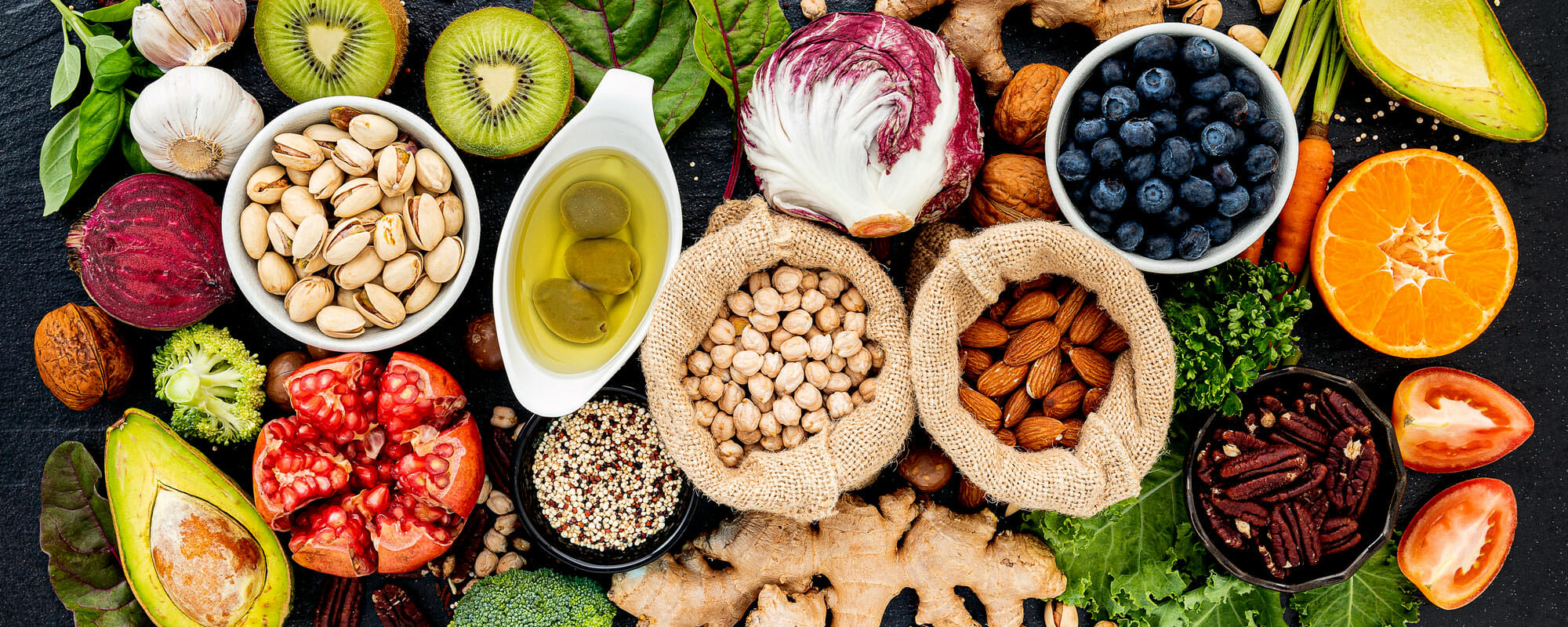 Image of a diverse table of food