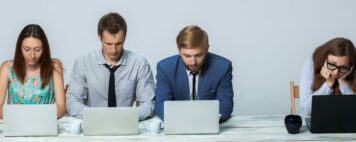 Business team working on their business project together at office