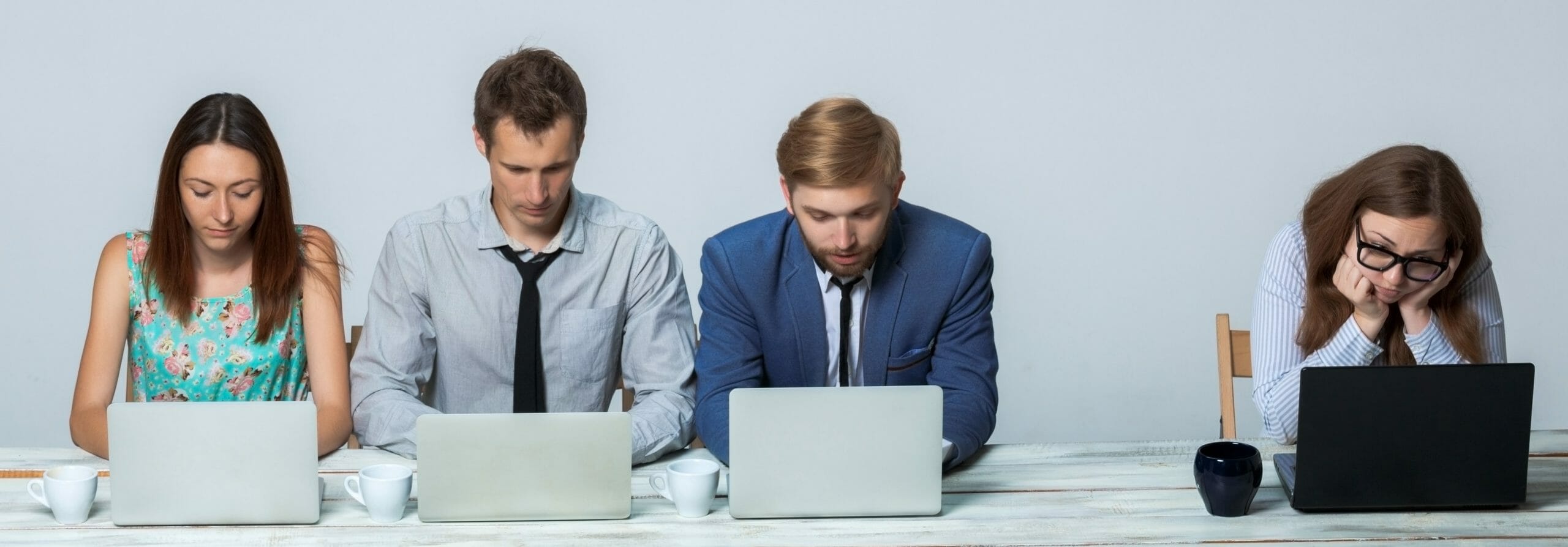 Business team working on their business project together at office