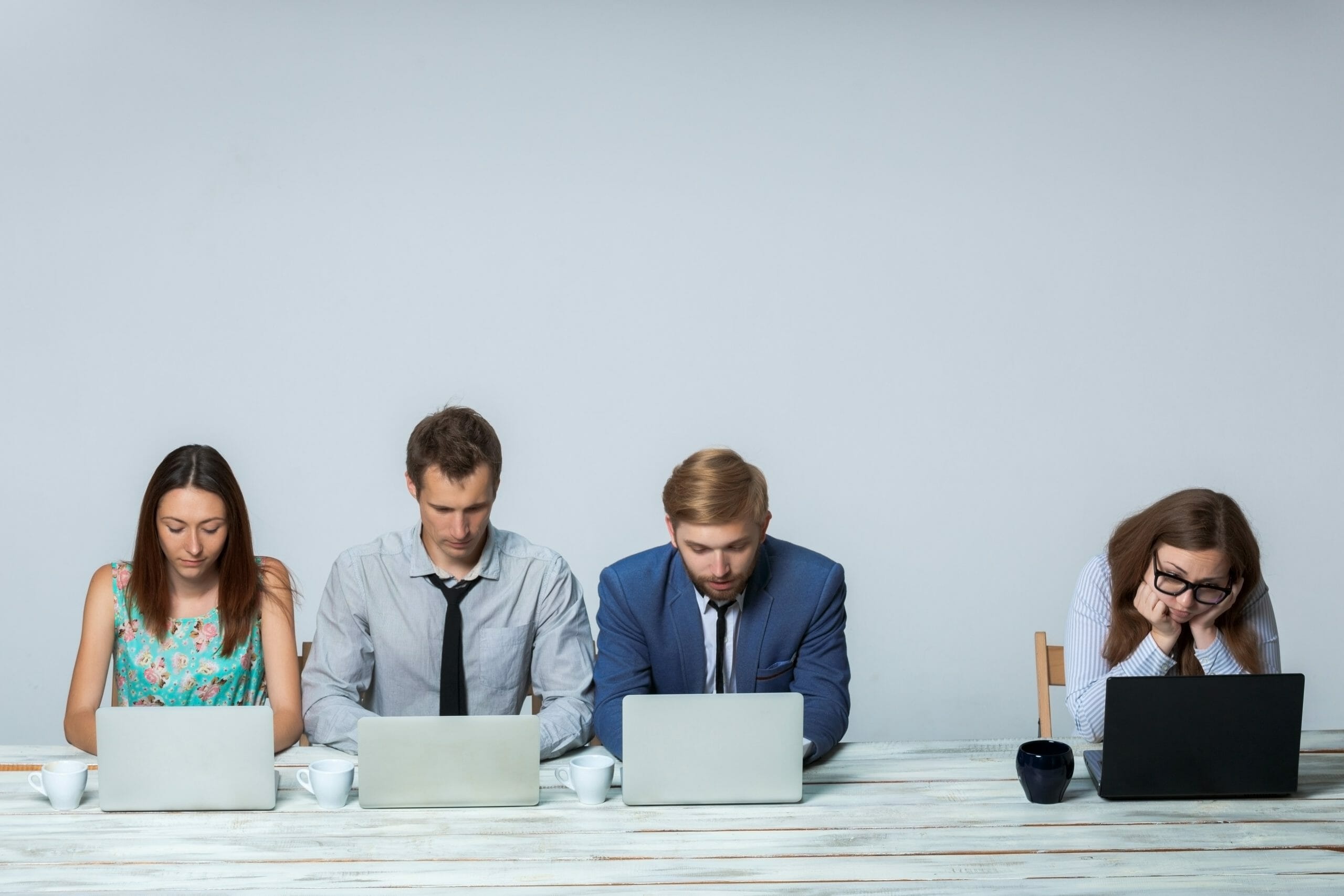 Business team working on their business project together at office