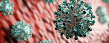 Coronavirus attack in microscopic view. Virus from Wuhan casusing pandemic around the world. 3D render