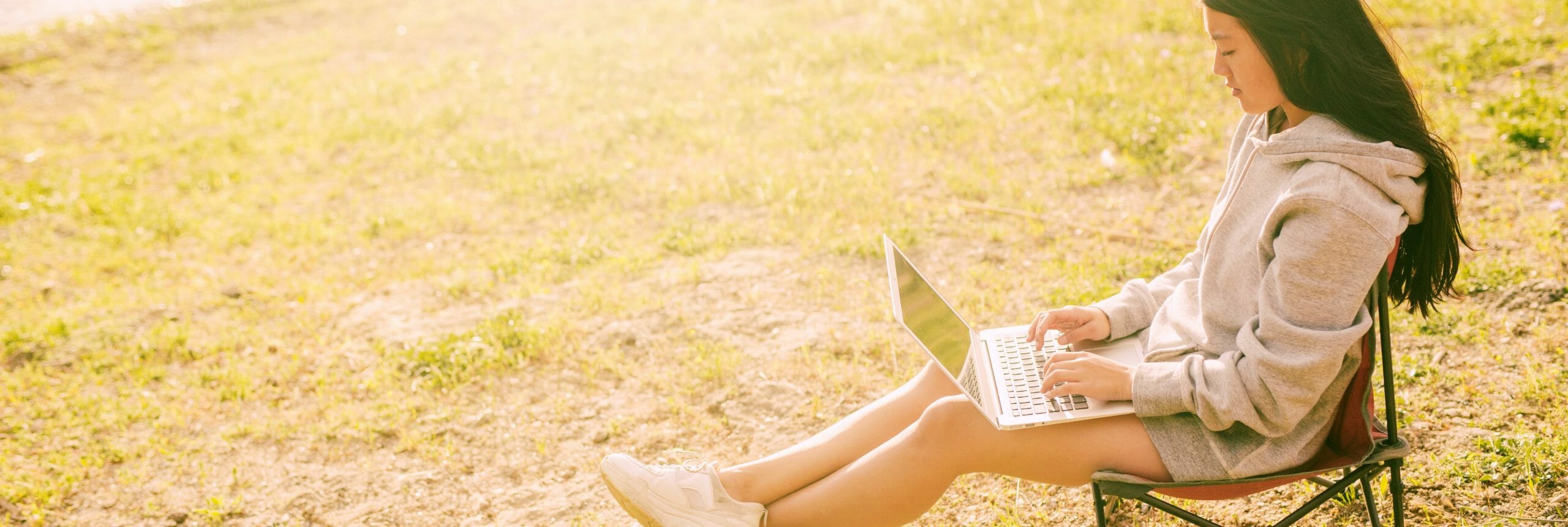 Student learning on laptop