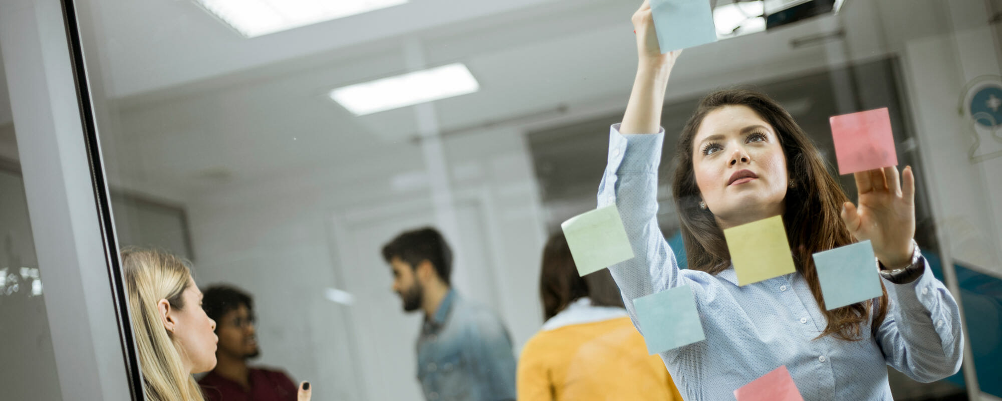 business-meeting Meeting using sticky notes
