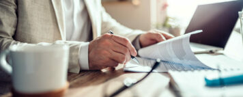 Business man reading a report