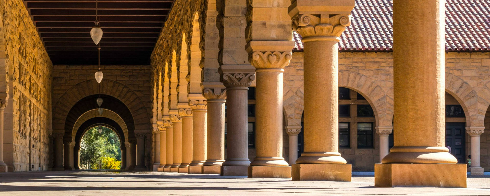 Campus walkway with pillars
