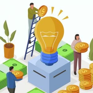 Illustration of fundraising a new idea
