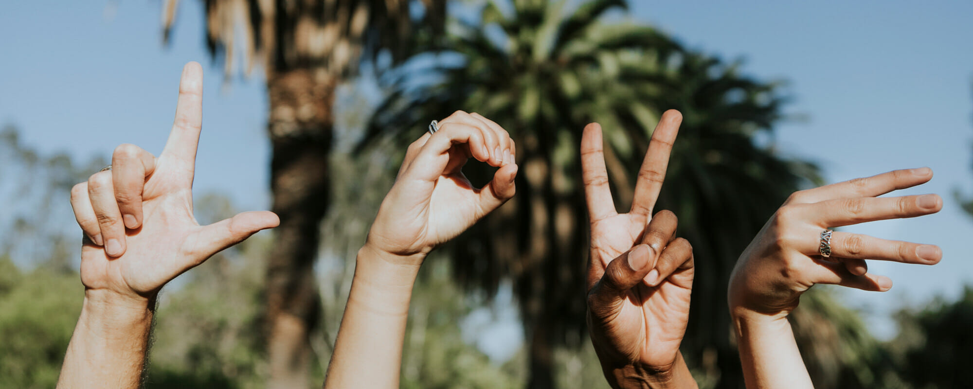 love Love spelled out with hands