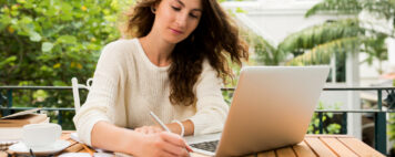 Woman doing research online