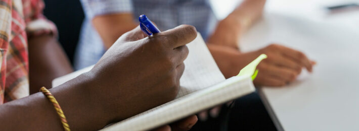 Writing in a notepad