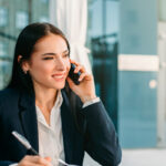 Business woman talking on a mobile phone