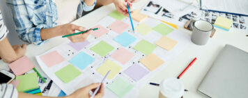 Mapping out project using sticky notes