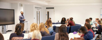 University professor teaching in a classroom