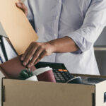 Woman packing up her office