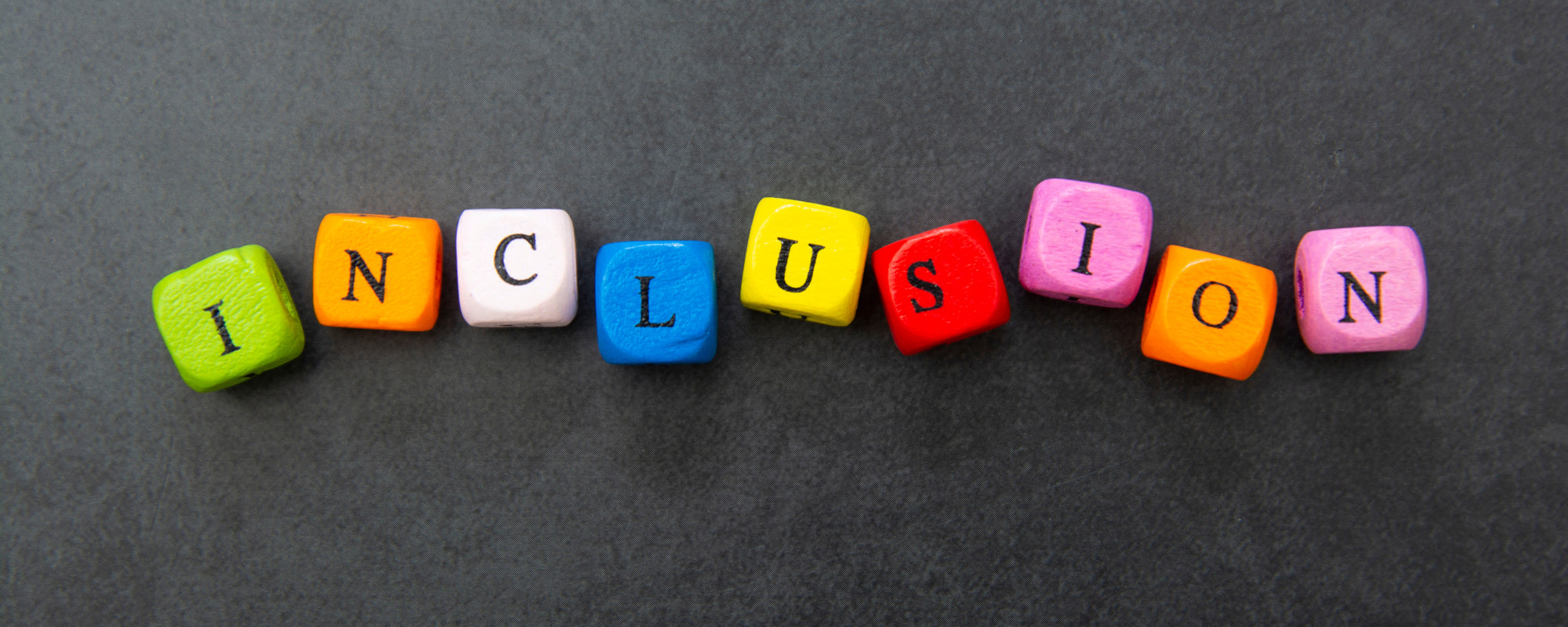 inclusion Colorful blocks spelling inclusion