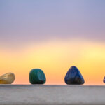 Colorful stones lined up