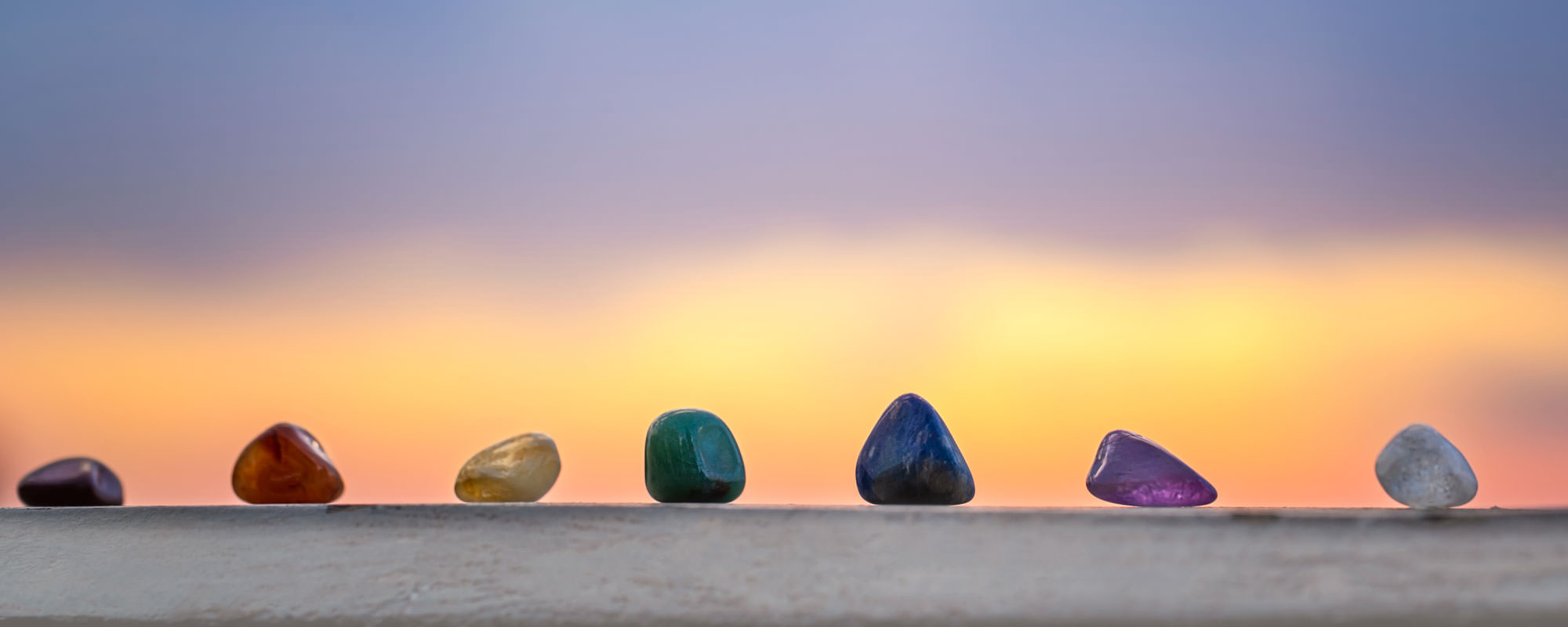 Colorful stones lined up
