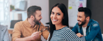 Young professional woman enjoying work