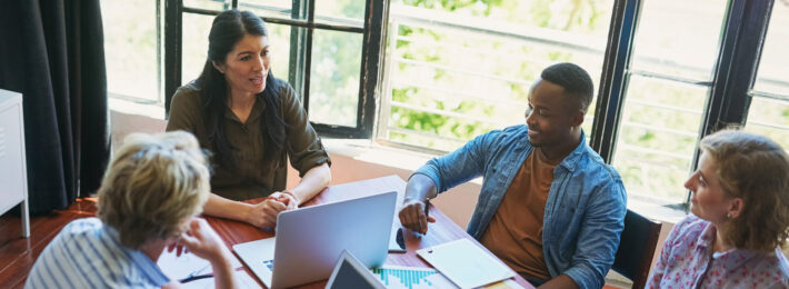Meeting with diverse co-workers